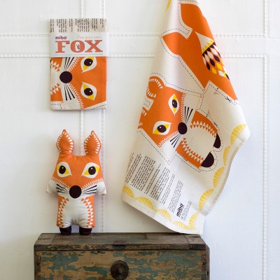 2-in-1 tea towel & stuffed toy, organic cotton – Fox