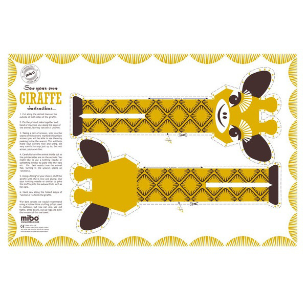 2-in-1 tea towel & stuffed toy, organic cotton – Giraffe