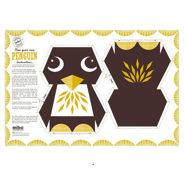 2-in-1 tea towel & stuffed toy, organic cotton – Penguin