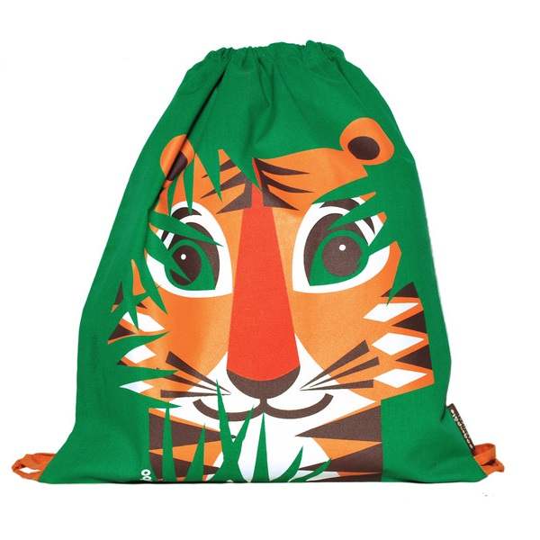 Children’s drawstring goûter bag, organic cotton – Tiger