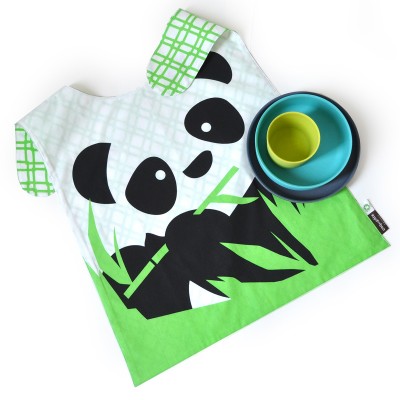 Children’s tableware set, bamboo and organic cotton – Panda