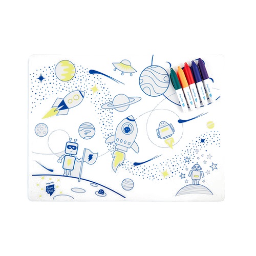 Reusable colouring in placemat set – Space