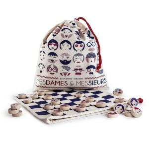Play' Checkers Draughts travel game - Mesdames Messieurs (bag) - Les jouets libres - Croque-Maman