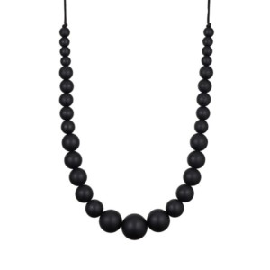 Black rounded Colomba teething necklace for mum - MintyWendy - Croque-Maman