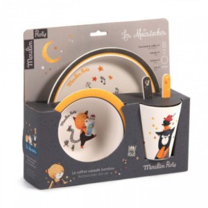 Bamboo kids tableware - Les Moustaches - Packaging - Moulin Roty - Croque-Maman