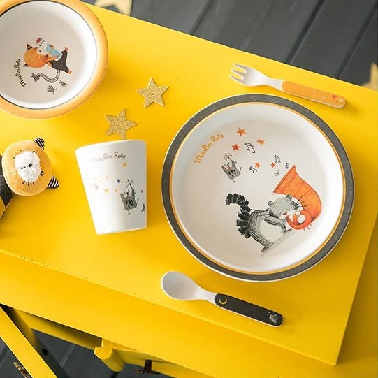 Bamboo kids tableware – Les Moustaches