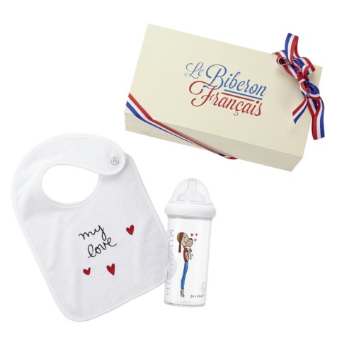 My Love baby bottle & bib gift set